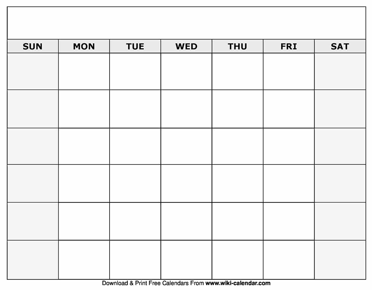Printable Calendar Blank Month