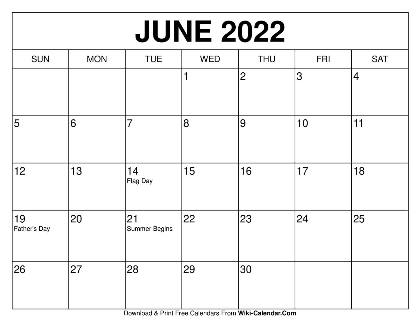 June 22 Printable Calendar Printable Calendar 2023