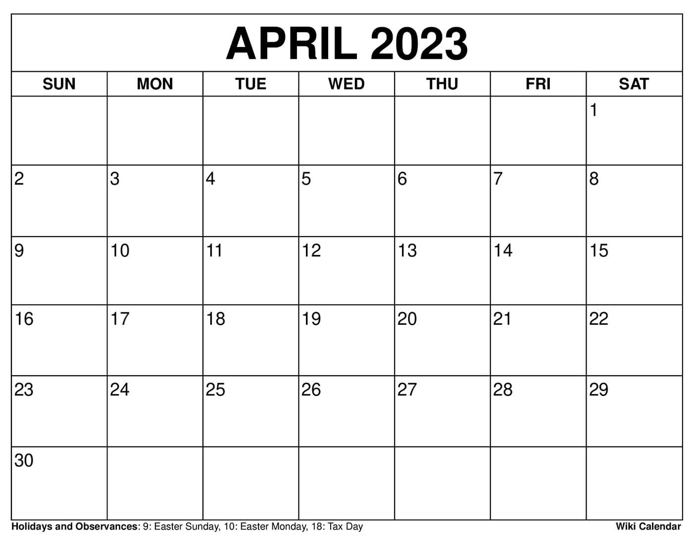 Blank Wiki Calendar Printable Calendar 2023