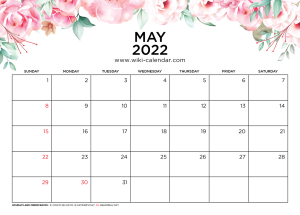 free printable may 2022 calendars