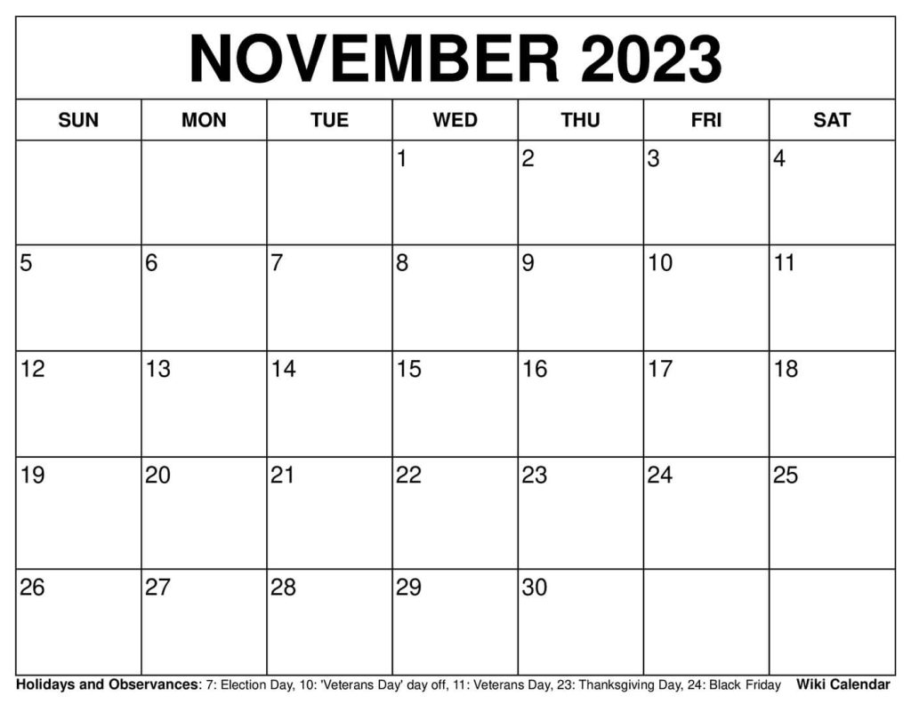 Free Printable November 2022 Calendars - Wiki Calendar