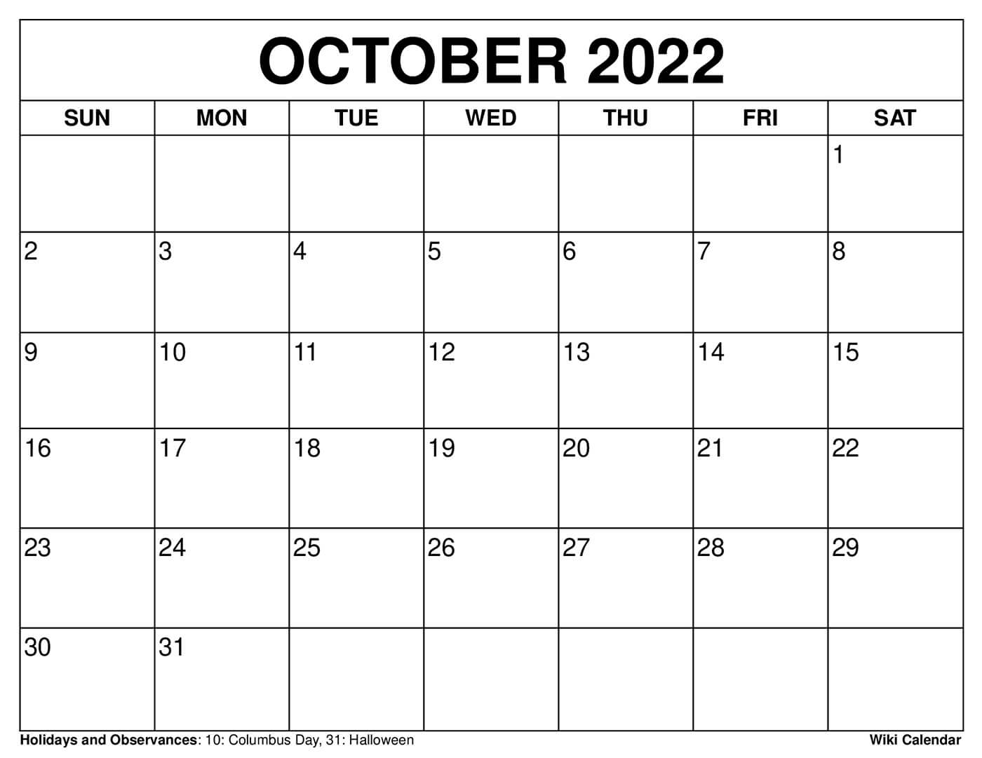 free printable october 2022 calendars wiki calendar