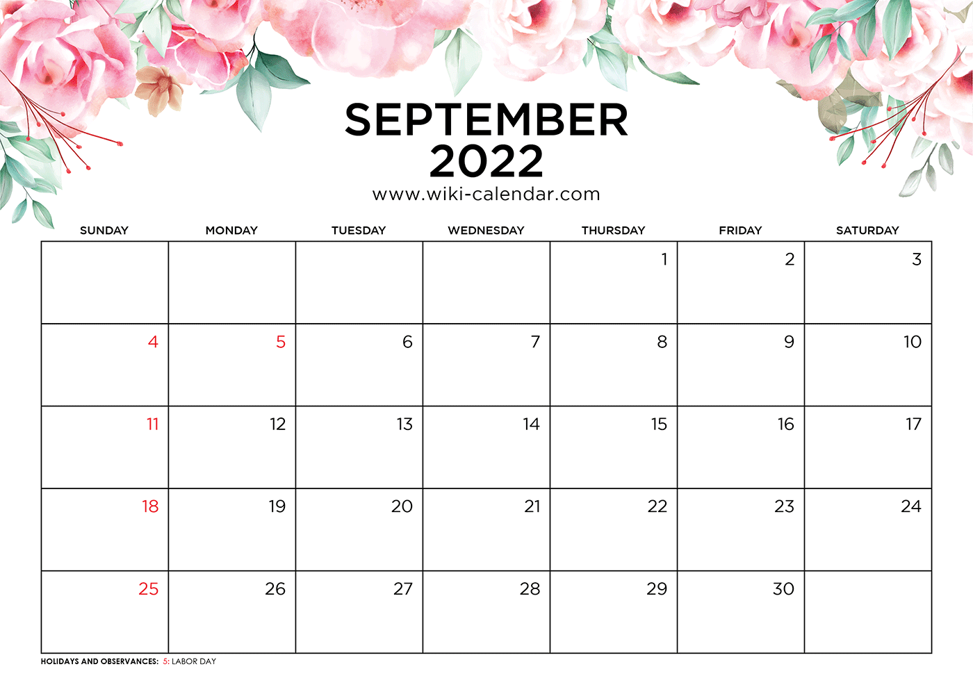 Free Printable September 2022 Calendars Wiki Calendar