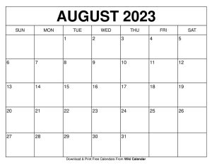 Free Printable August 2023 Calendar Templates With Holidays