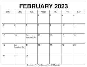 Printable February 2023 Calendar Templates with Holidays - Wiki Calendar