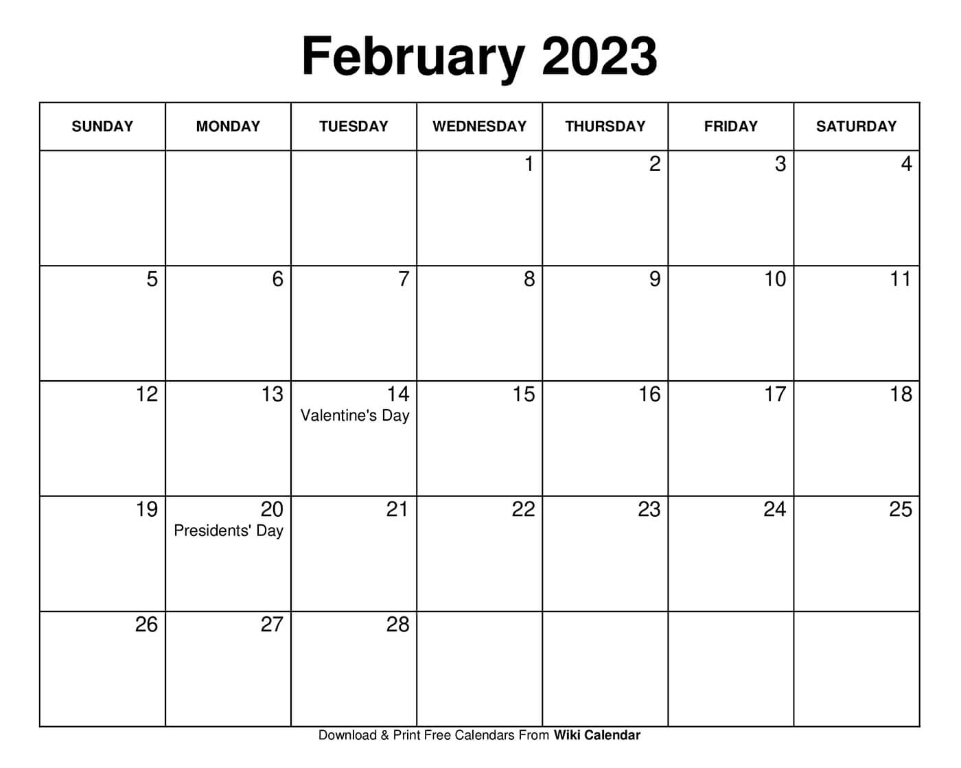 Printable Feb 2023 Calendar Printable Template Calendar