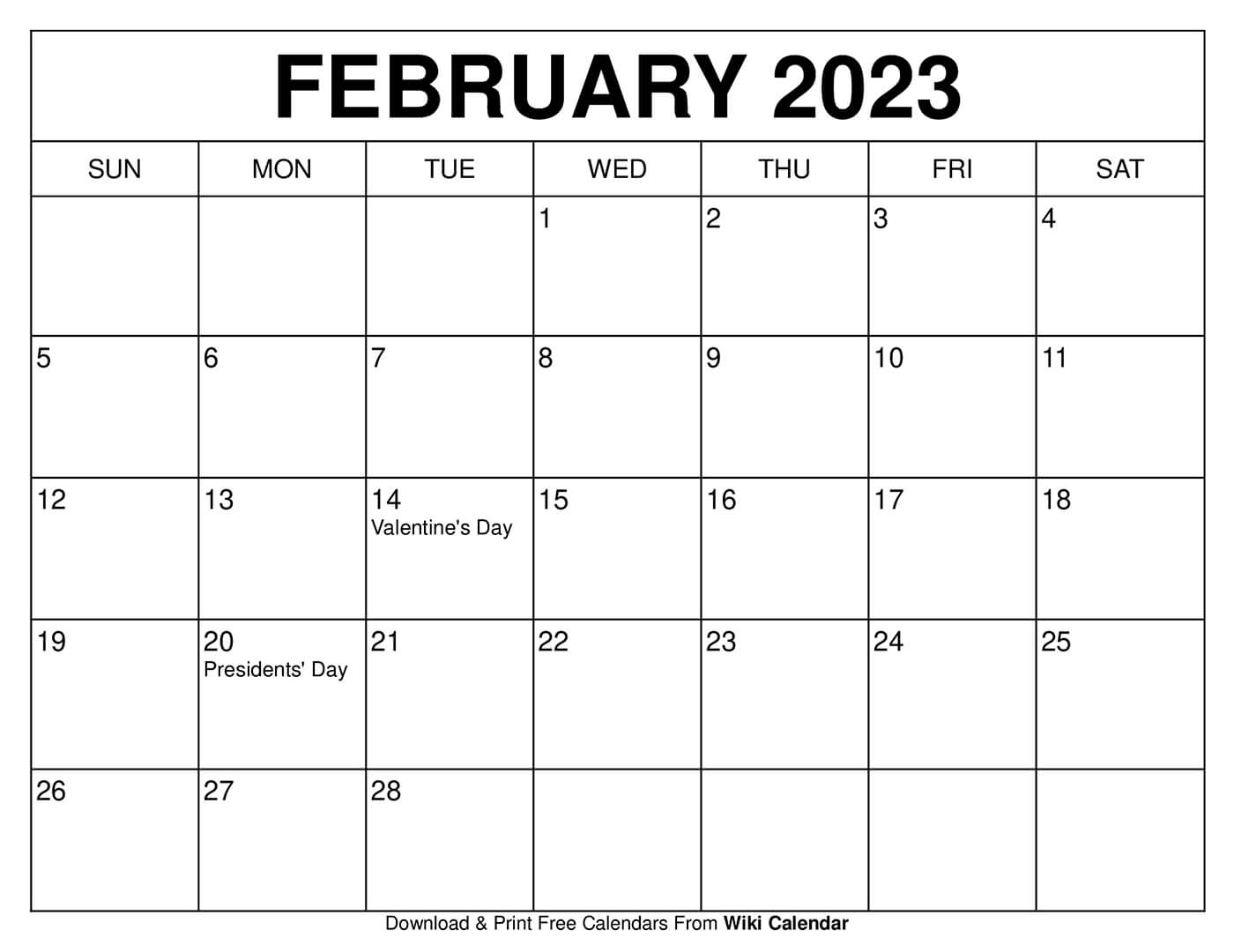 Free Printable February 2024 Calendar Page