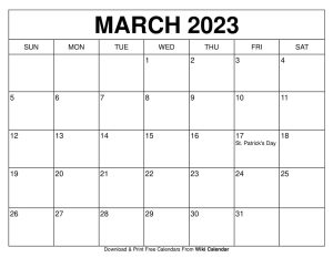 Free Printable March 2023 Calendar Templates With Holidays