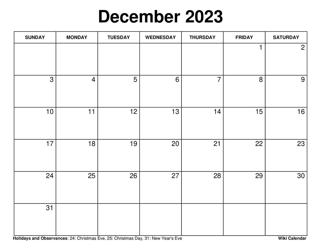Free Printable December 2023 Calendar Templates Holidays - Wiki Calendar