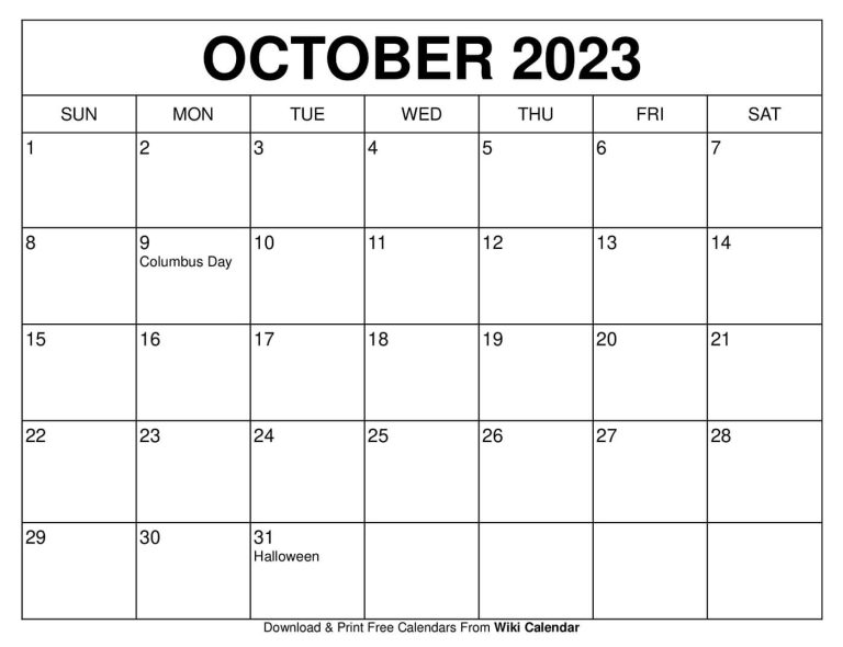 Printable October 2023 Calendar Templates With Holidays