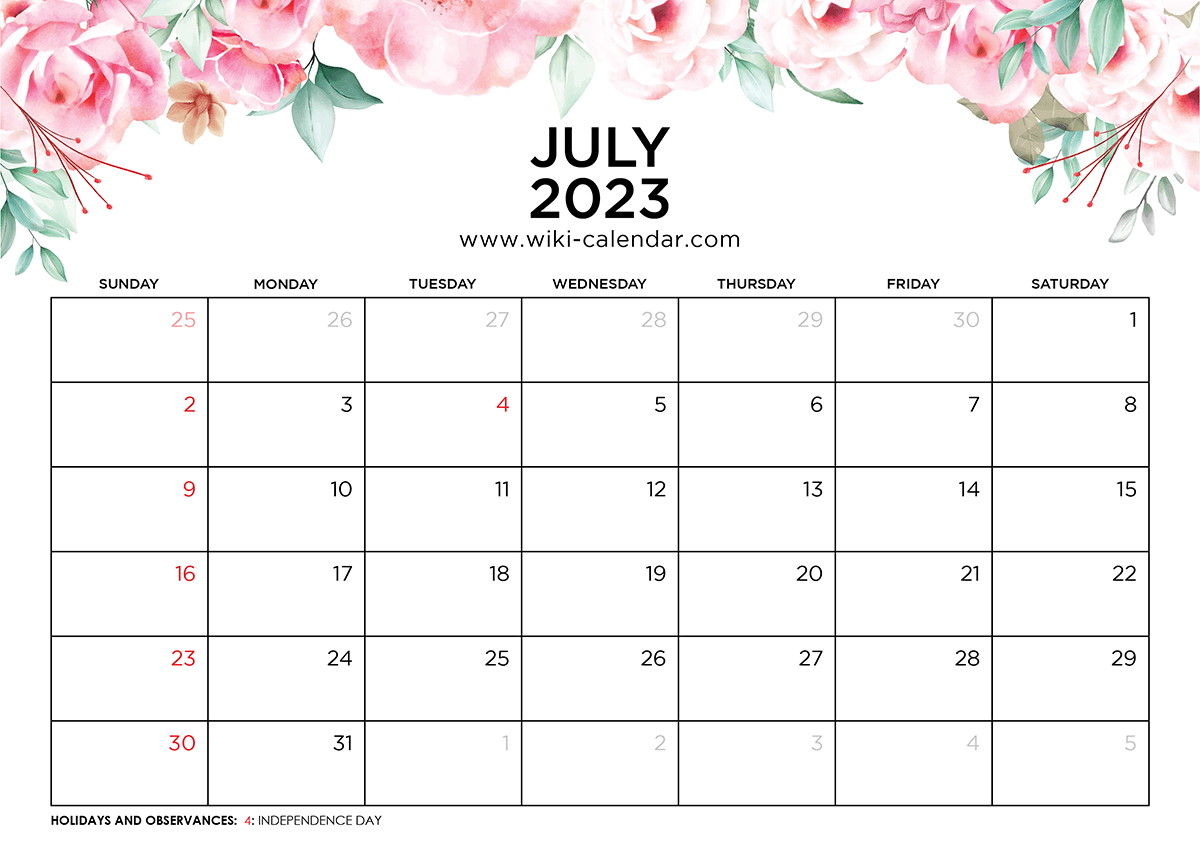 Free Printable July 2023 Calendars Download 56% OFF