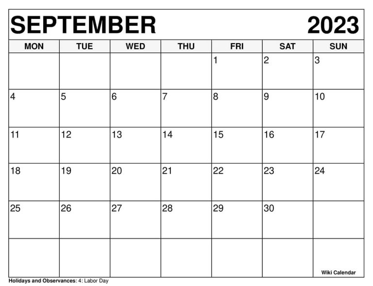 Free Printable September 2023 Calendar Templates With Holidays