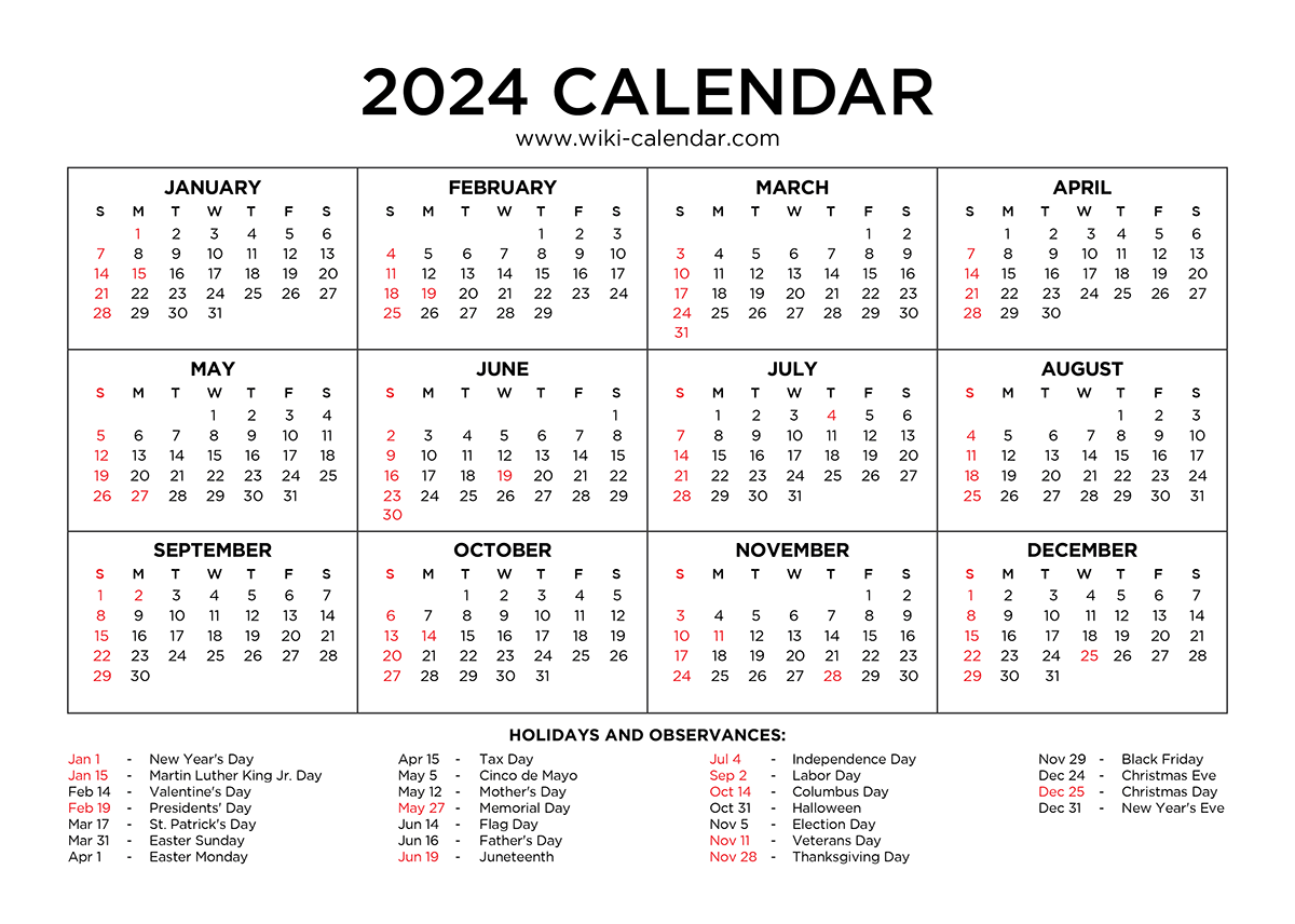 2024 Calendar Holidays And Observances Vina Aloisia