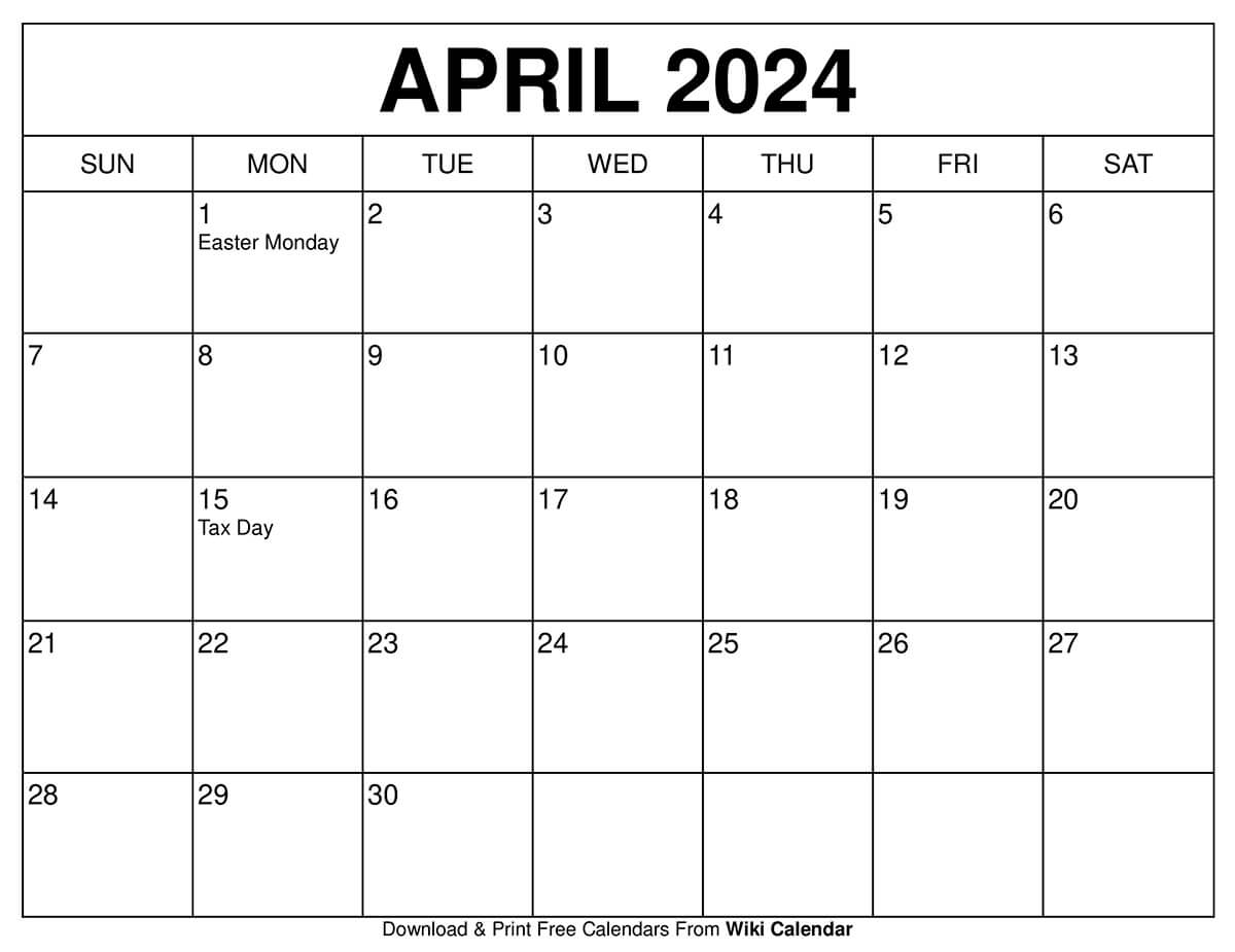 Printable April 2024 Calendar Templates With Holidays