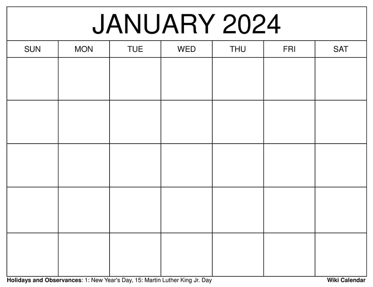 Printable January 2024 Calendar Templates with Holidays