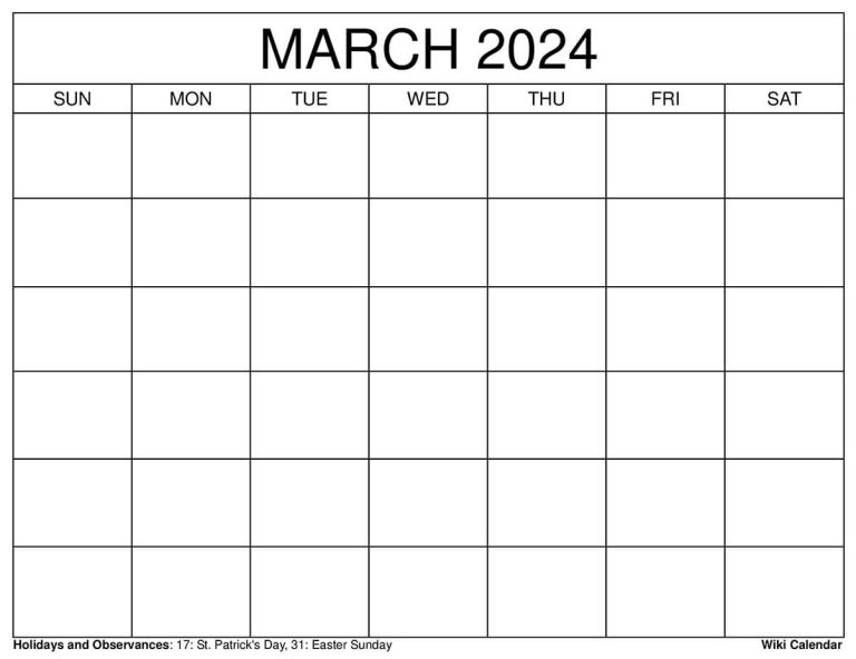 Printable March 2024 Calendar Templates With Holidays