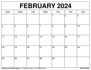 Printable February 2024 Calendar Templates with Holidays