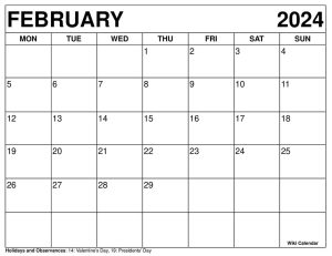 Printable February 2024 Calendar Templates with Holidays