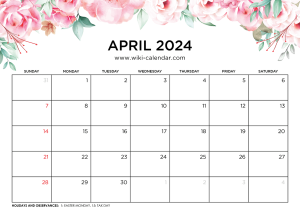 Printable April 2024 Calendar Templates With Holidays