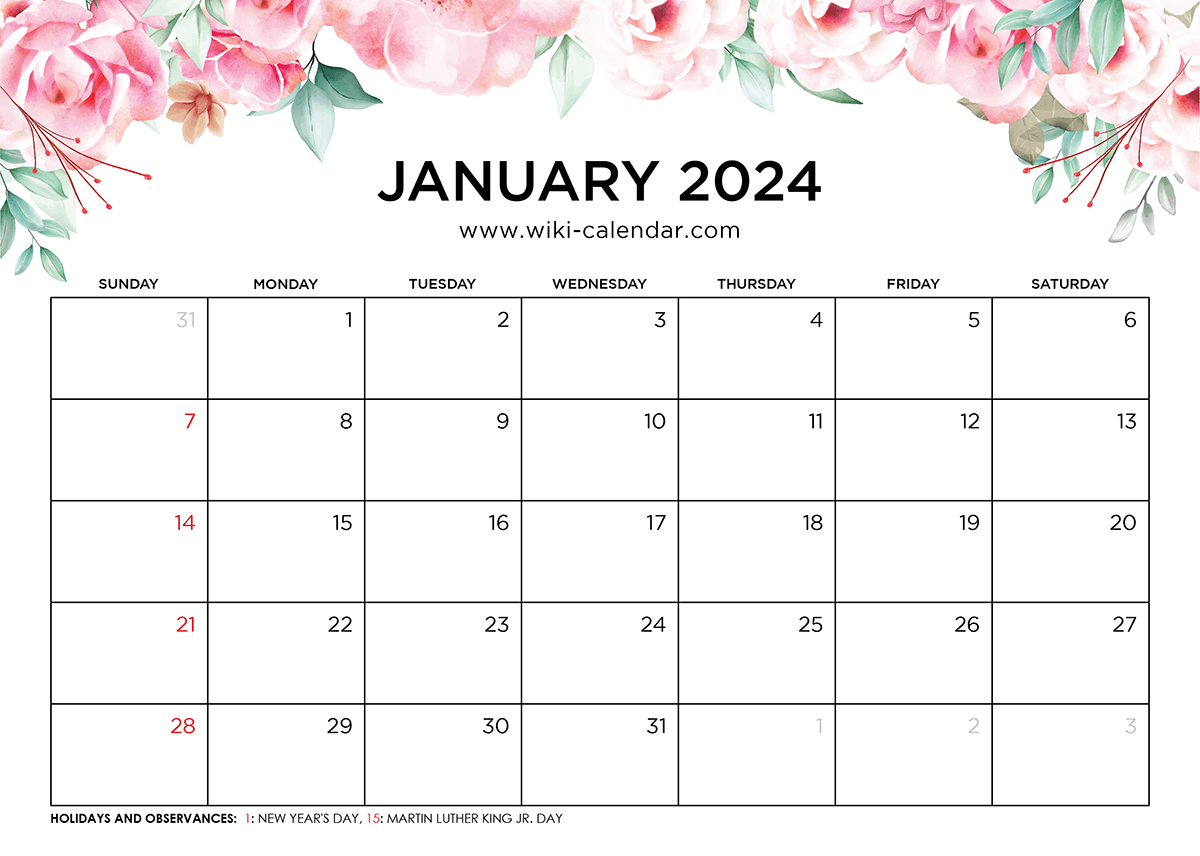 Free Printable 2024 January Calendar With Holidays South Africa