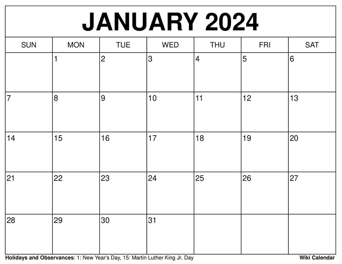 2024 January Calendar Images Free Download Template Blank October