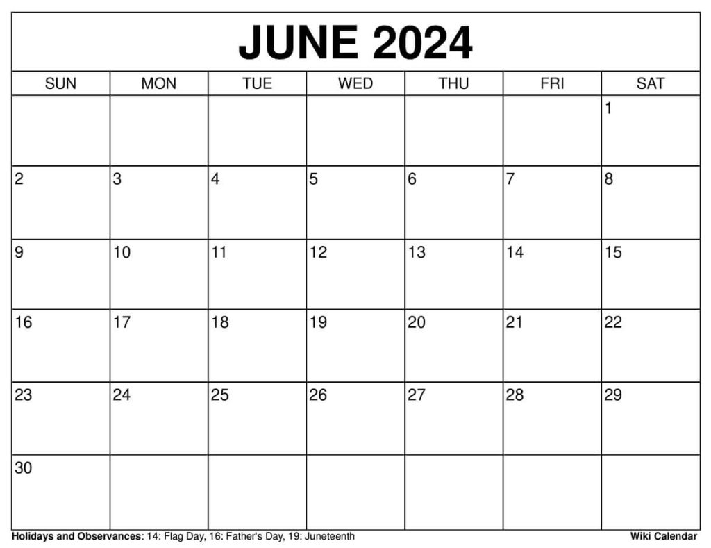 Printable June 2024 Calendar Templates with Holidays