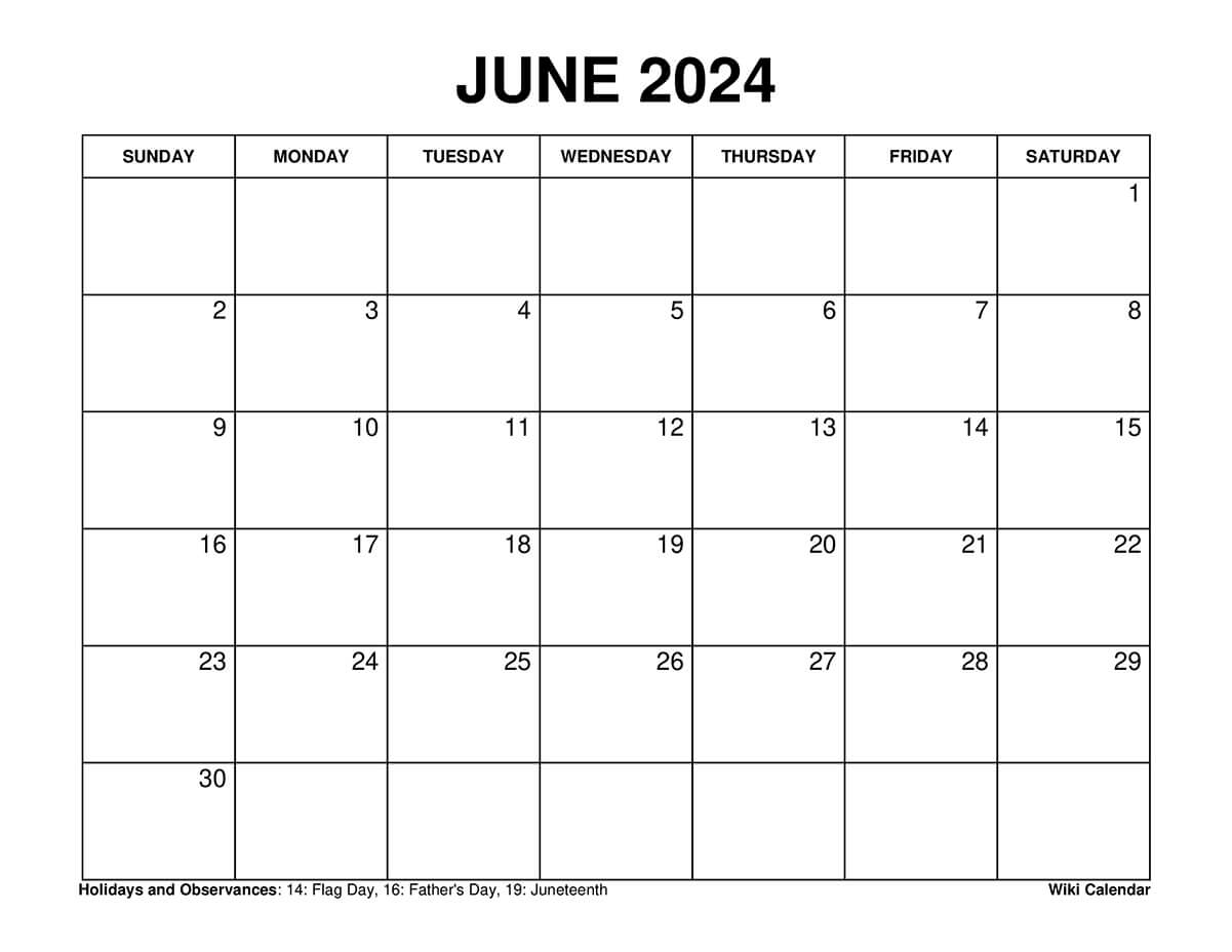 Monthly Calendar June 2024 Template Paule