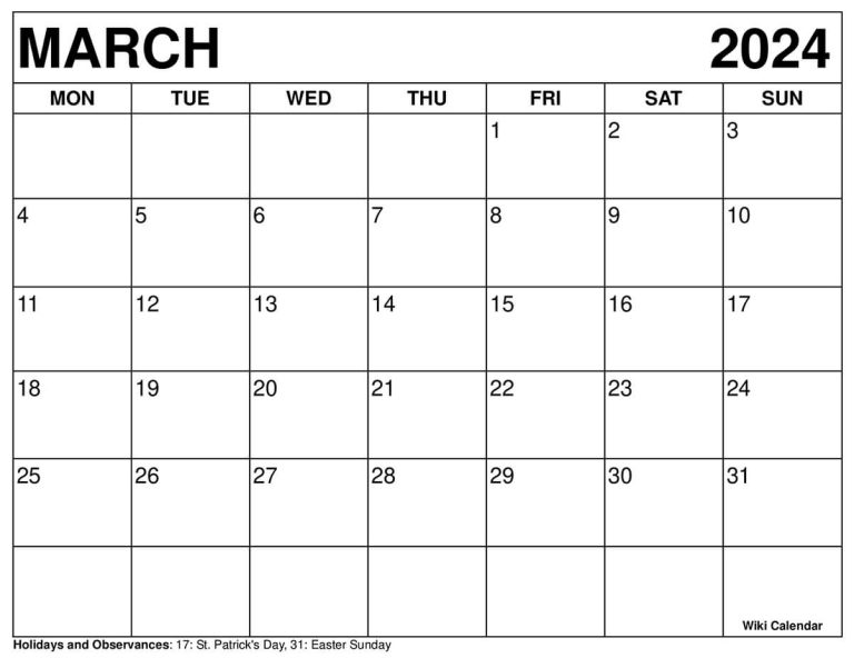 Printable March 2024 Calendar Templates With Holidays