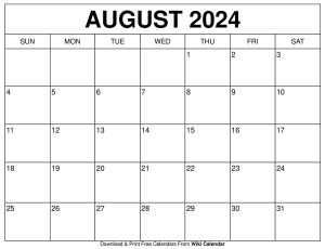 Printable August 2024 Calendar Templates With Holidays