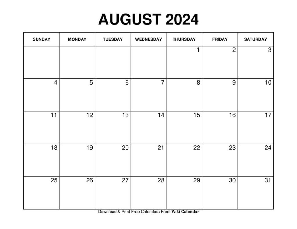 Printable August 2024 Calendar Templates With Holidays