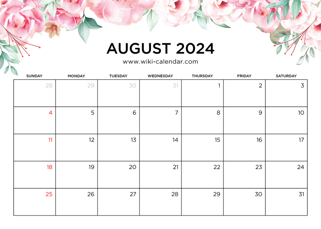 Printable August 2024 Calendar Templates With Holidays