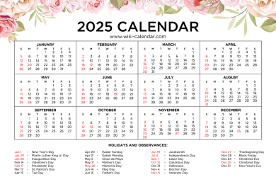 Floral Calendar 2025