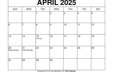 April 2025 Calendar with US Federal Holidays