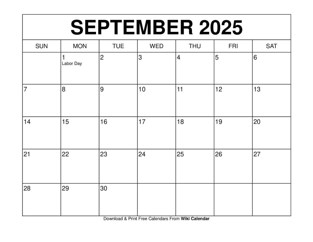 September 2025 Calendar with US Federal Holidays