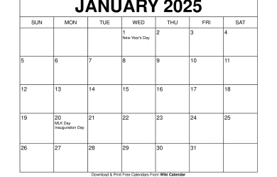 January 2025 Calendar